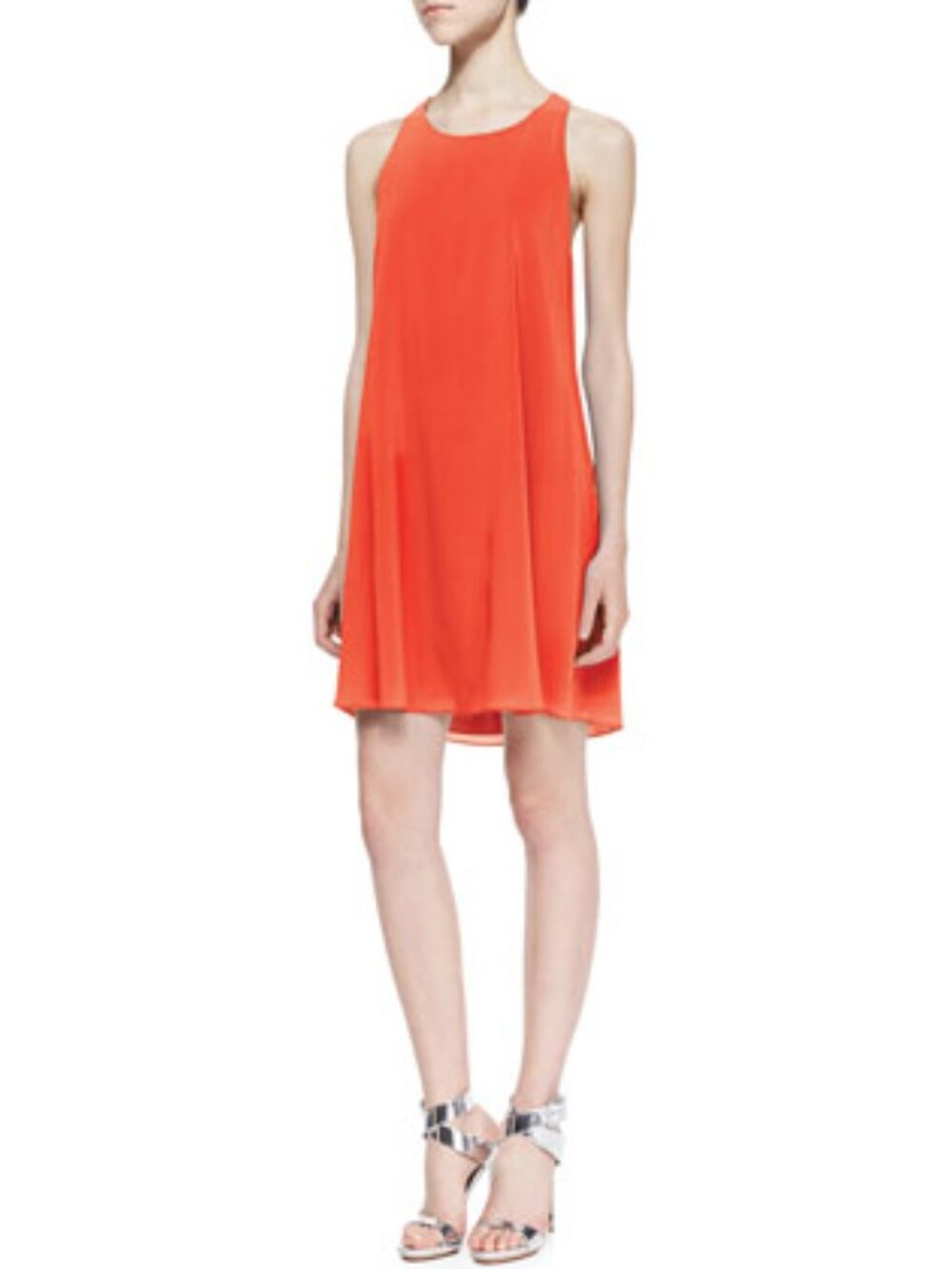 Alice + Olivia Marion Silk Mini Dress Orange Medium